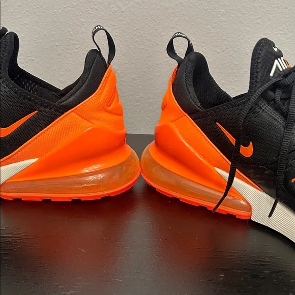 Nike Air Max 270 Black and Orange Athletic Shoes - Picture 5 of 15